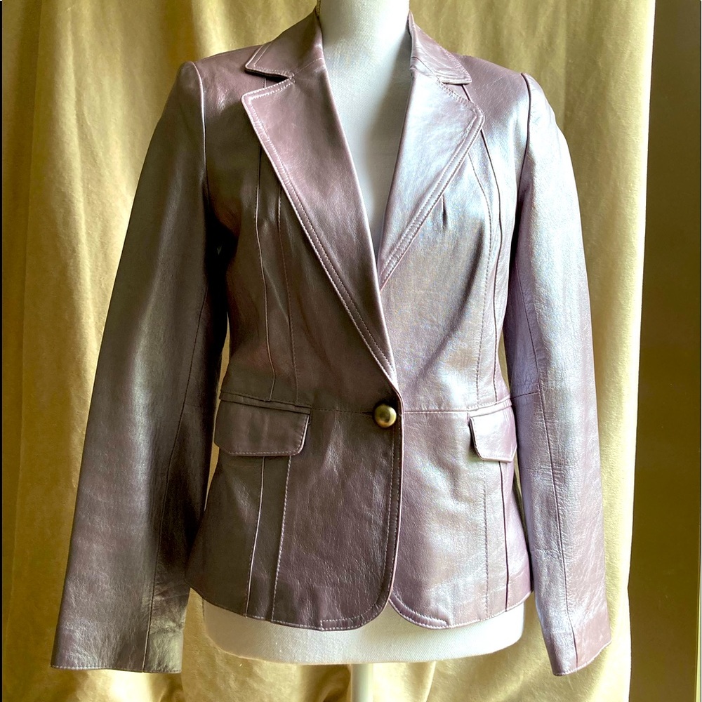 Amazing lavender/purple metallic leather blazer!
